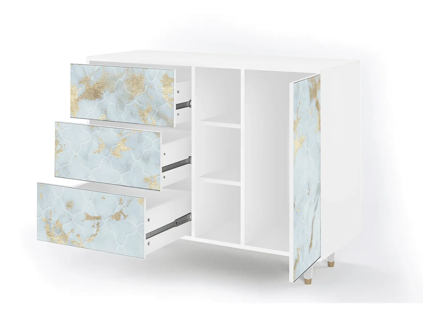 Aparador - 125x98x48 cm - BS2 - Golden Waves, Blanco