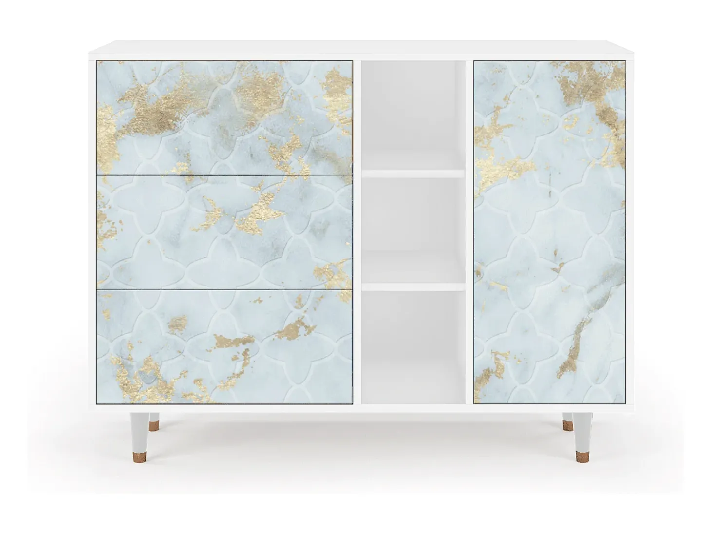 Aparador - 125x98x48 cm - BS2 - Golden Waves, Blanco