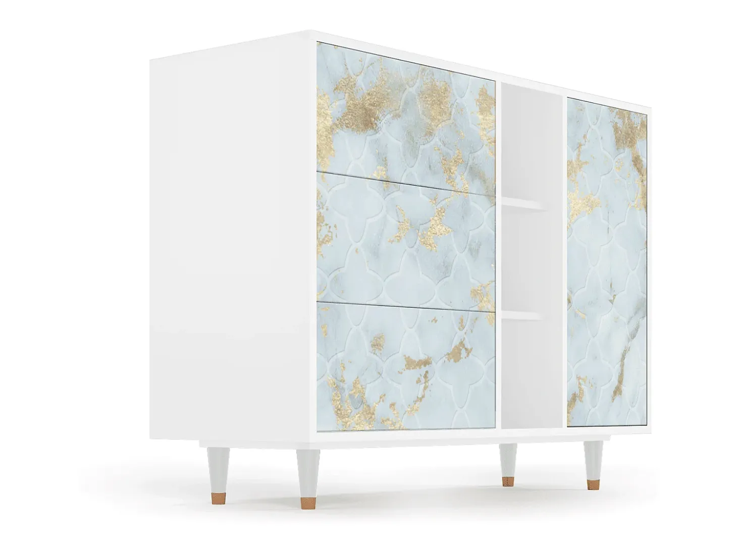 Aparador - 125x98x48 cm - BS2 - Golden Waves, Blanco