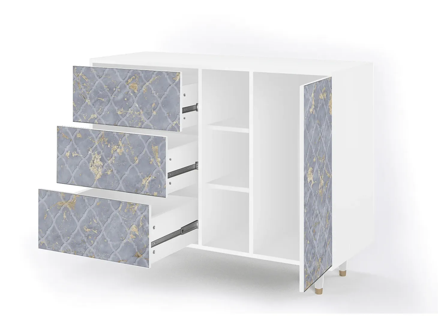 Aparador - 125x98x48 cm - BS2 - Golden Smoke, Blanco
