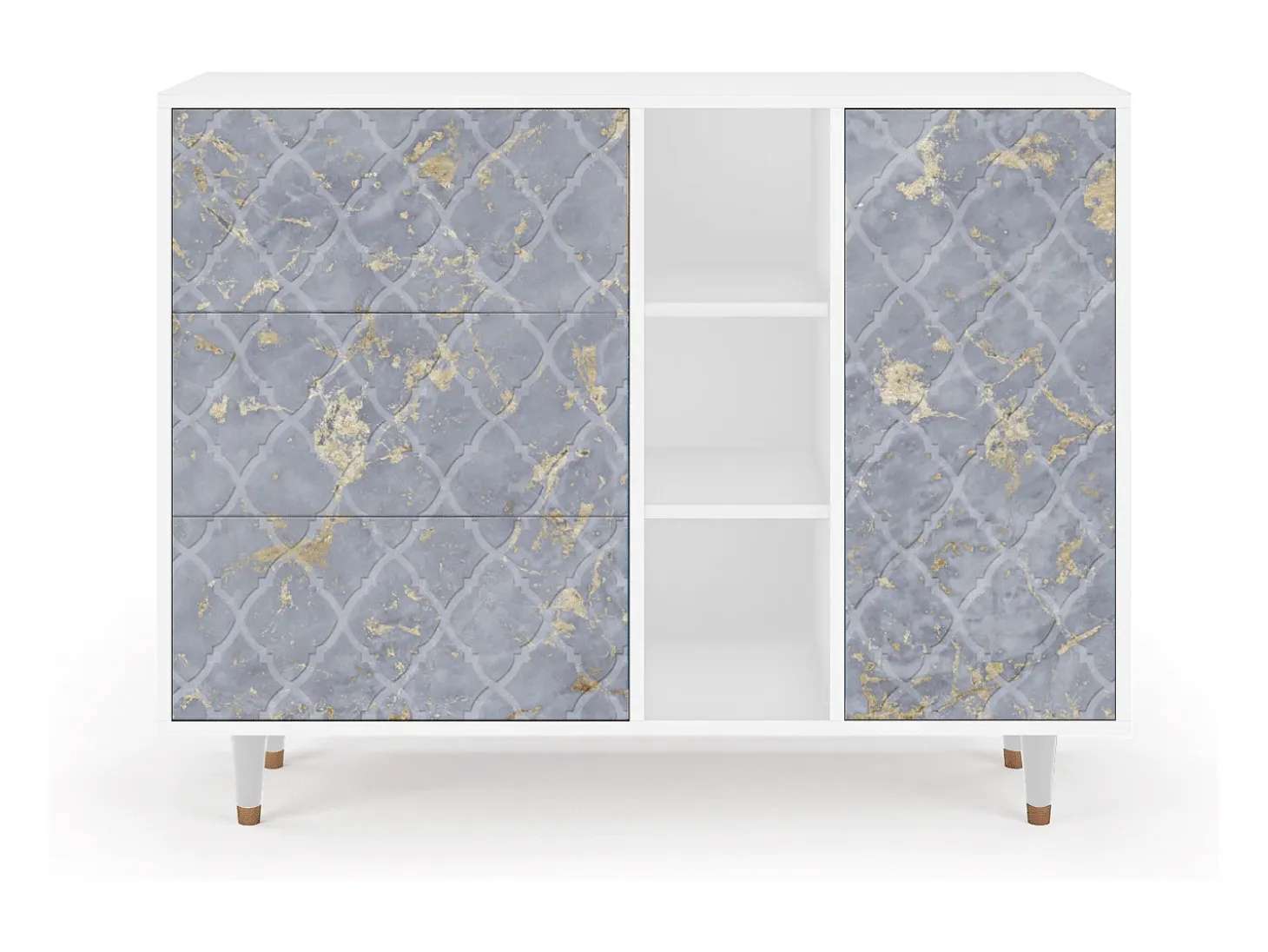 Aparador - 125x98x48 cm - BS2 - Golden Smoke, Blanco