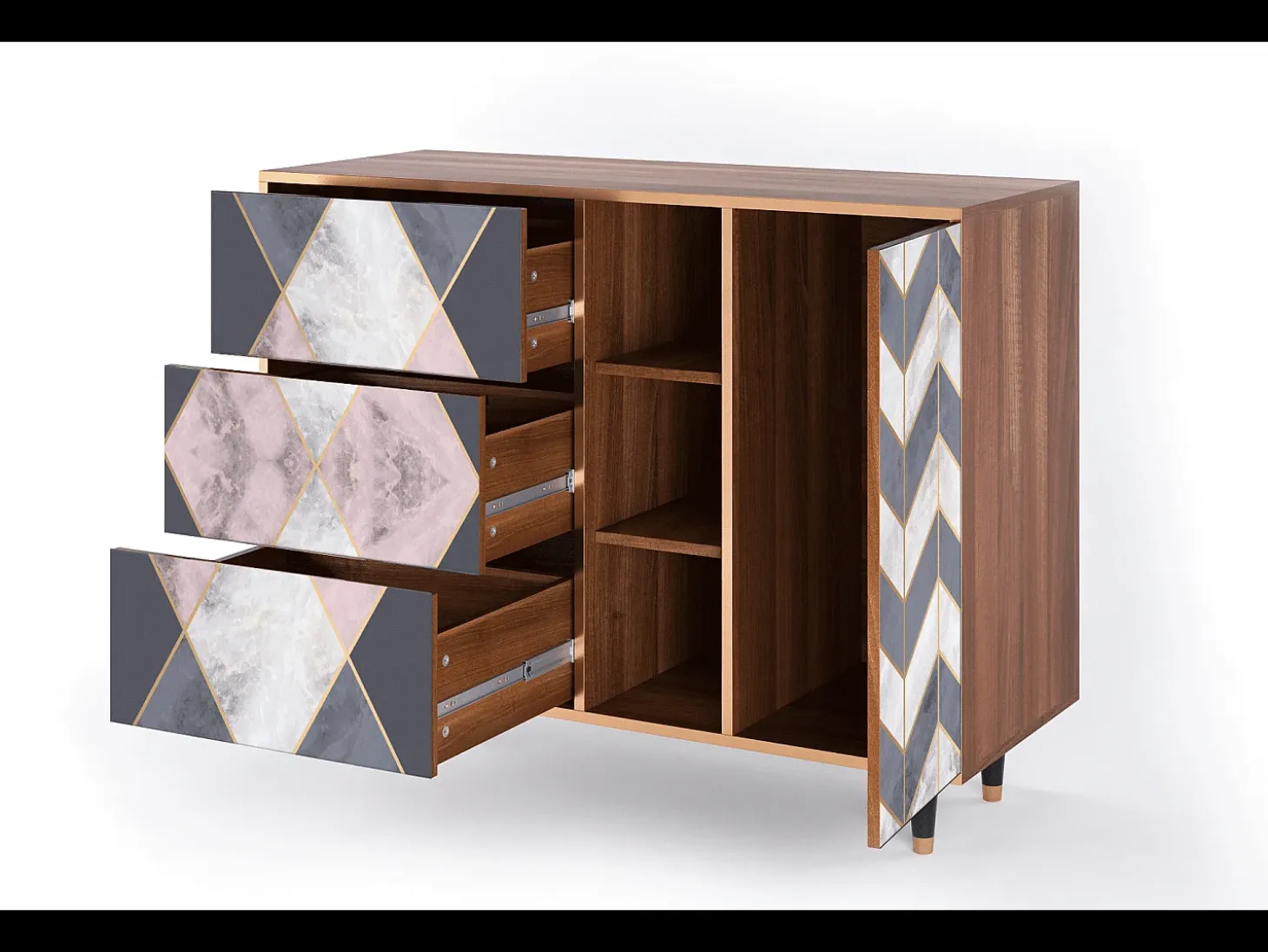 Aparador - 125x98x48 cm - BS2 - Ideal Harmony, Nogal