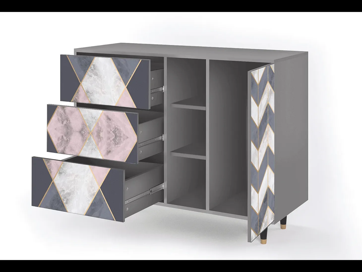 Aparador - 125x98x48 cm - BS2 - Ideal Harmony, Gris