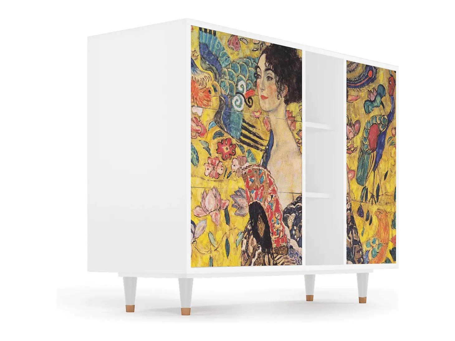 Aparador - 125x98x48 cm - BS2 - Lady with Fan by Klimt, Blanco
