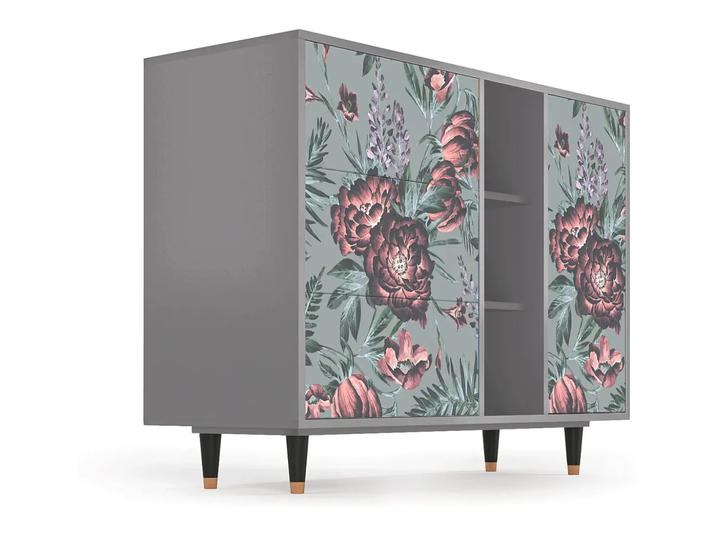 Aparador - 125x98x48 cm - BS2 - Light Peonies, Gris