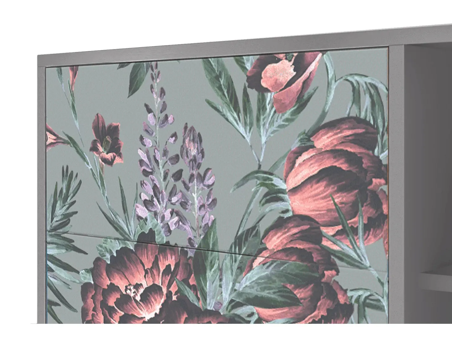Aparador - 125x98x48 cm - BS2 - Light Peonies, Gris
