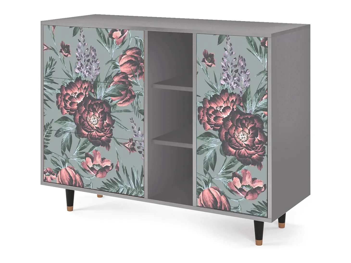 Aparador - 125x98x48 cm - BS2 - Light Peonies, Gris