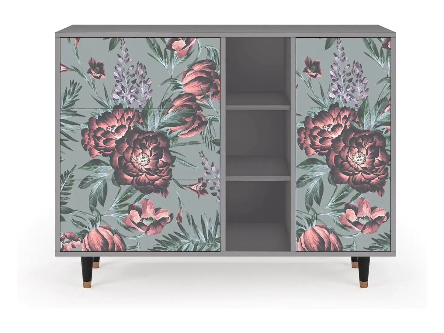 Aparador - 125x98x48 cm - BS2 - Light Peonies, Gris