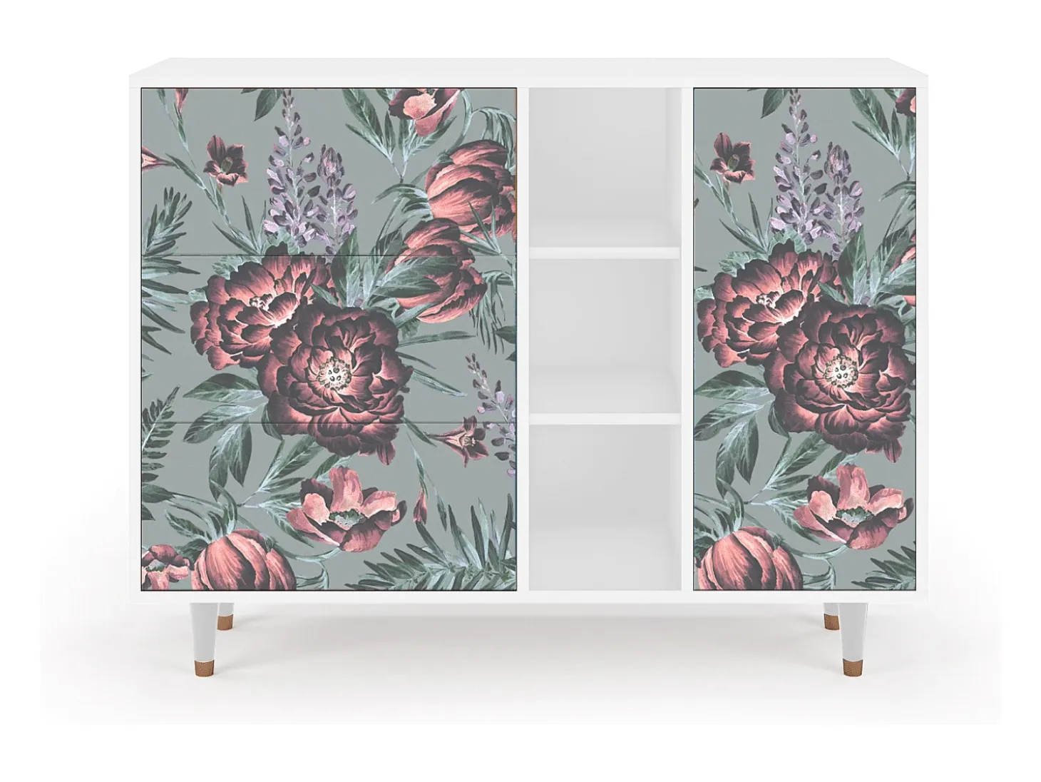 Aparador - 125x98x48 cm - BS2 - Light Peonies, Blanco