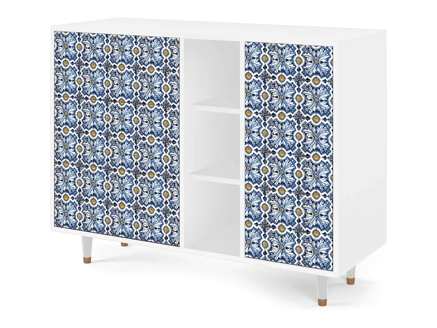 Aparador - 125x98x48 cm - BS2 - Lovely Cornflowers, Blanco