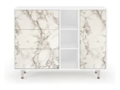 Aparador - 125x98x48 cm - BS2 - Milk Marble, Blanco