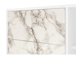 Aparador - 125x98x48 cm - BS2 - Milk Marble, Blanco