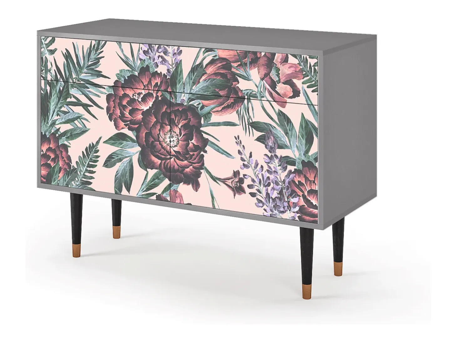 Aparador - 115x85x48 cm - BS4 - Peach Peonies, Gris