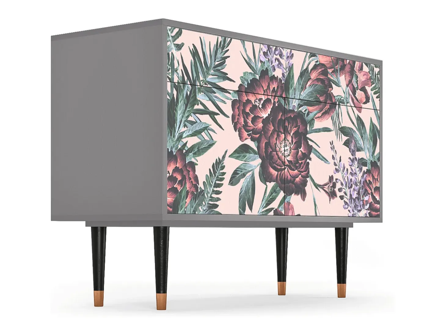 Aparador - 115x85x48 cm - BS4 - Peach Peonies, Gris