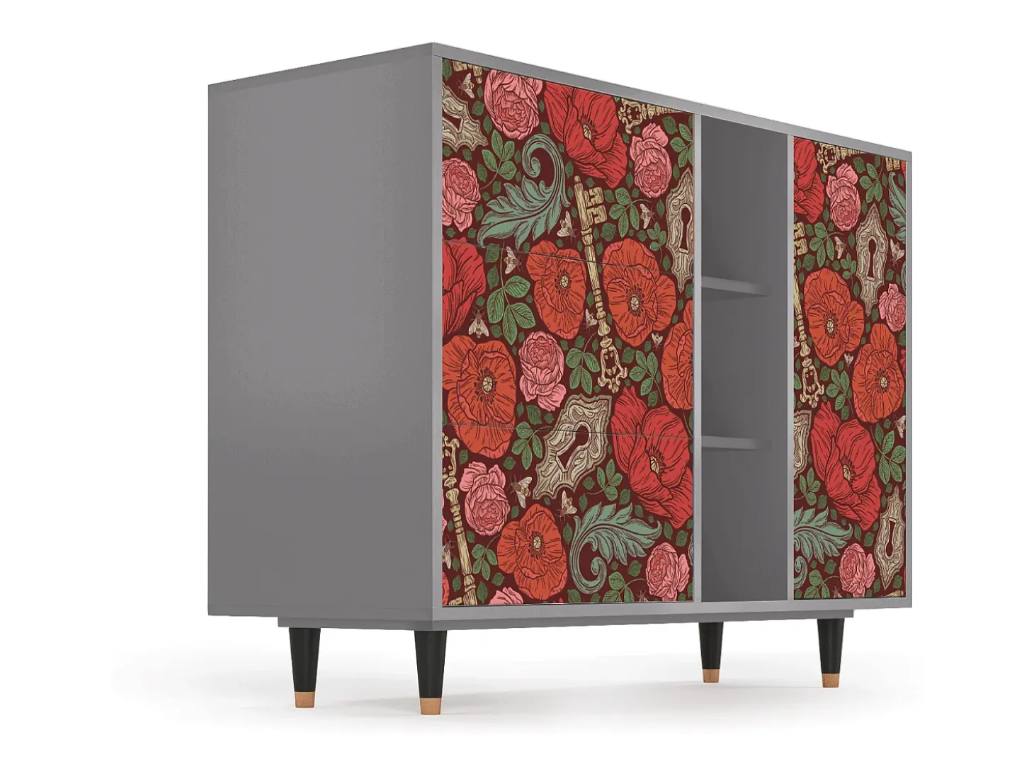 Aparador - 125x98x48 cm - BS2 - Poppy Garden, Gris