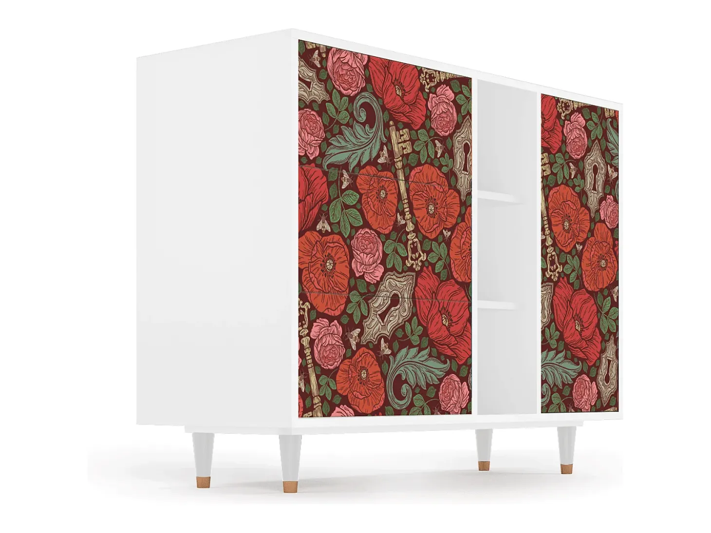 Aparador - 125x98x48 cm - BS2 - Poppy Garden, Blanco