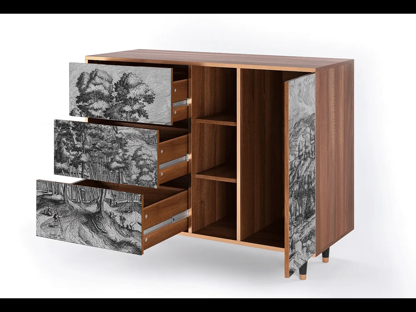 Aparador - 125x98x48 cm - BS2 - Rusticorum, Nogal