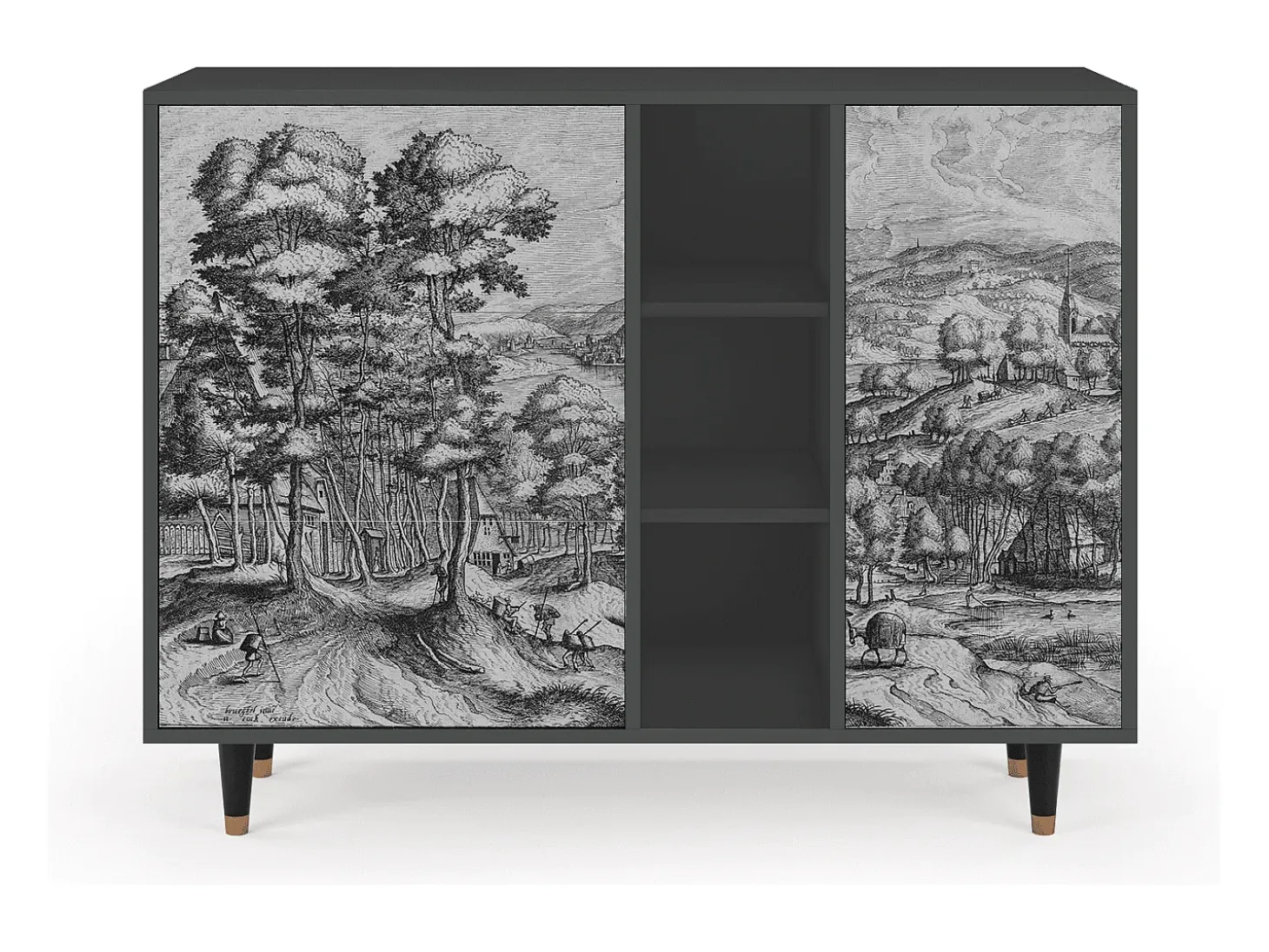 Aparador - 125x98x48 cm - BS2 - Rusticorum, Antracita
