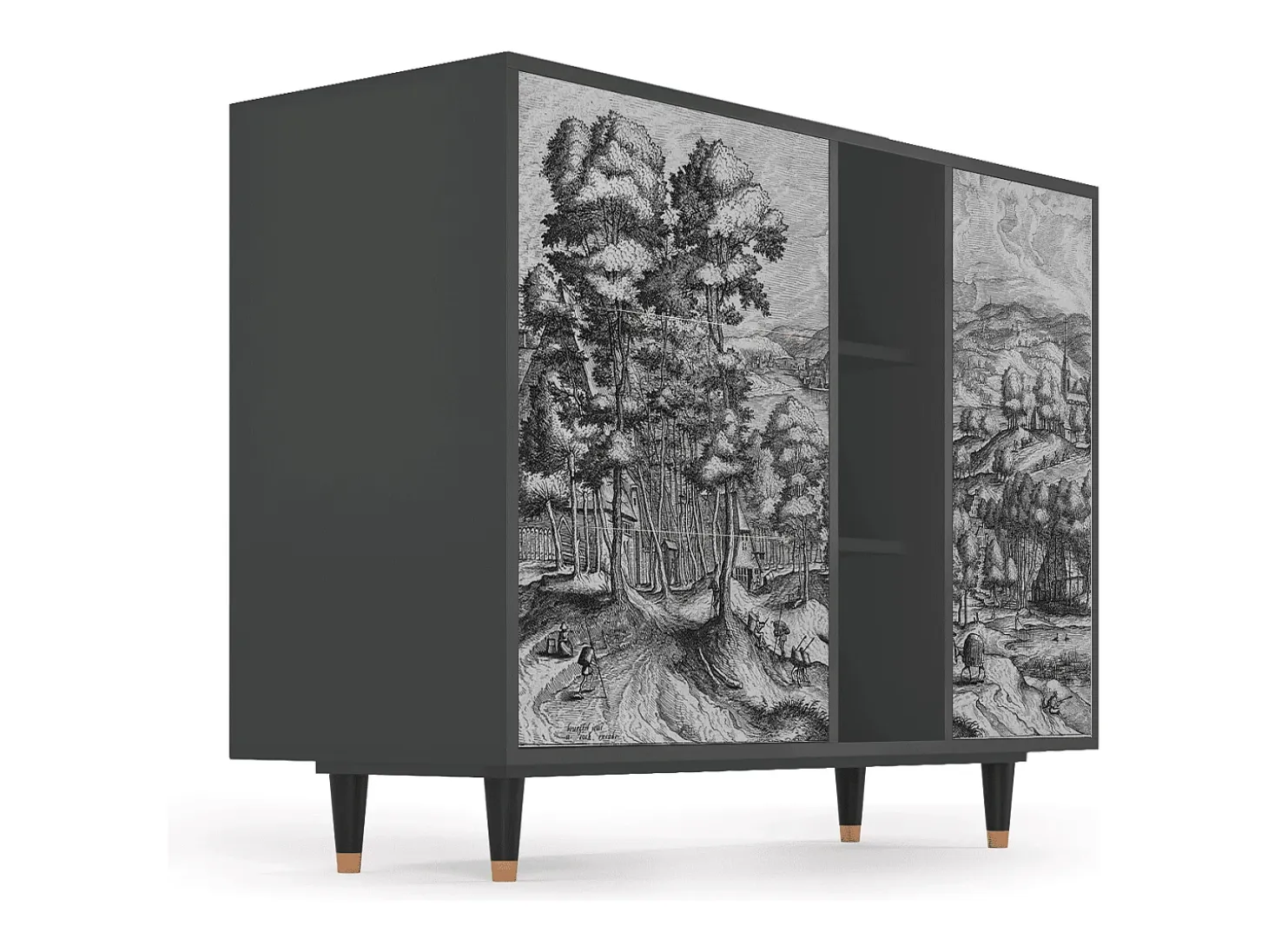 Aparador - 125x98x48 cm - BS2 - Rusticorum, Antracita