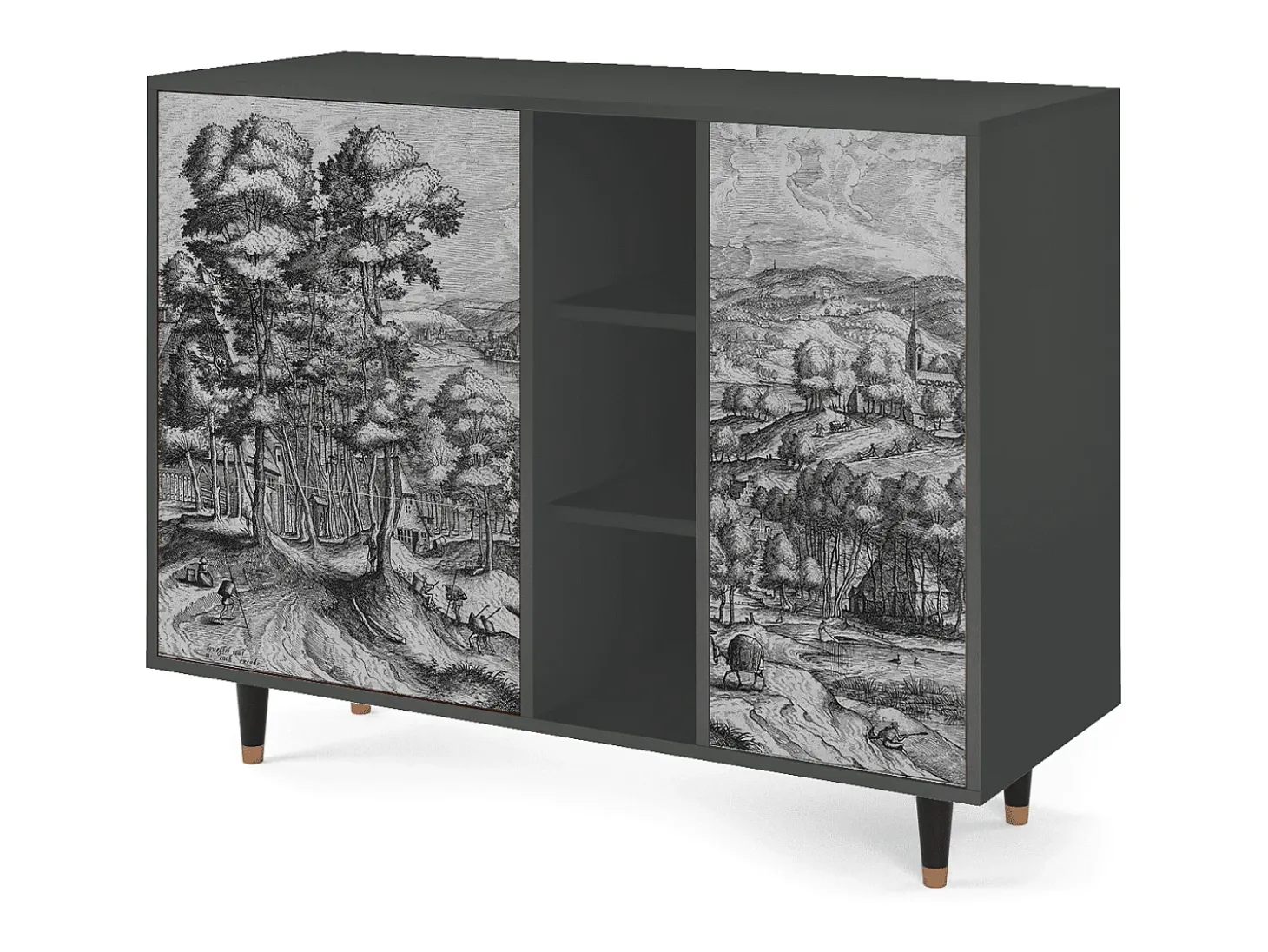 Aparador - 125x98x48 cm - BS2 - Rusticorum, Antracita