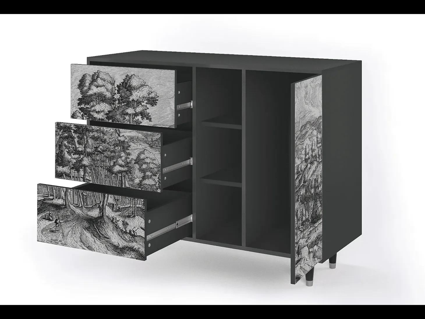 Aparador - 125x98x48 cm - BS2 - Rusticorum, Antracita