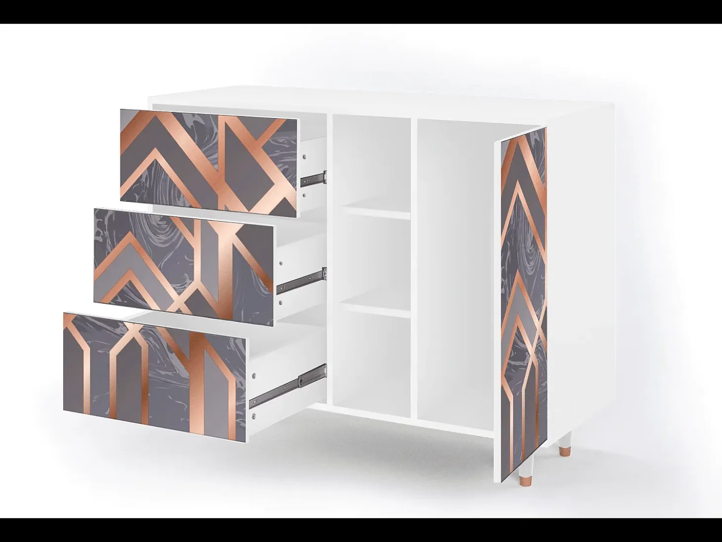 Aparador - 125x98x48 cm - BS2 - Taupe Anatomy, Blanco