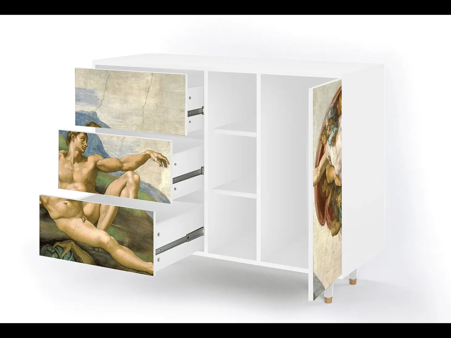 Aparador - 125x98x48 cm - BS2 - The Creation of Adam, Blanco
