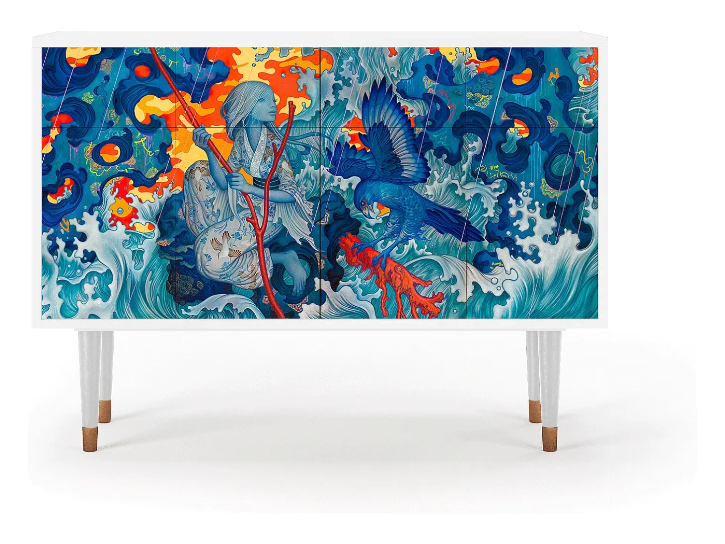 Aparador - 115x85x48 cm - BS4 - The Girl - James Jean, Blanco