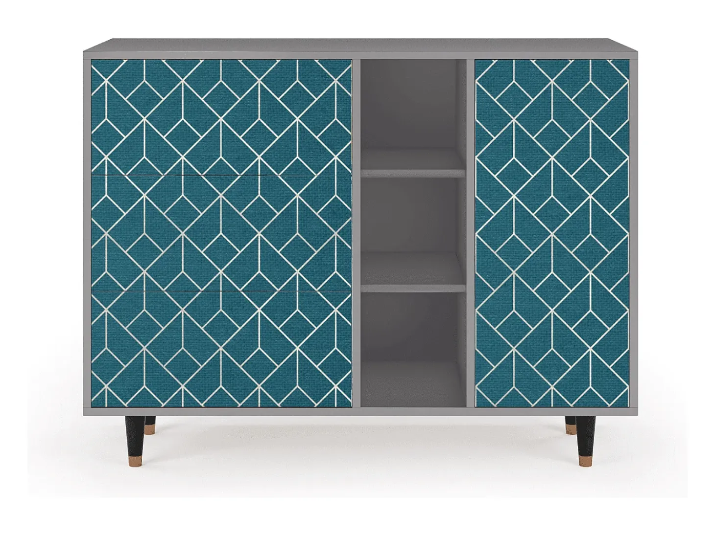 Aparador - 125x98x48 cm - BS2 - Turquoise Geometry, Gris