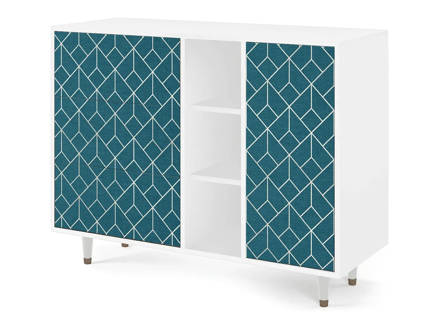 Aparador - 125x98x48 cm - BS2 - Turquoise Geometry, Blanco