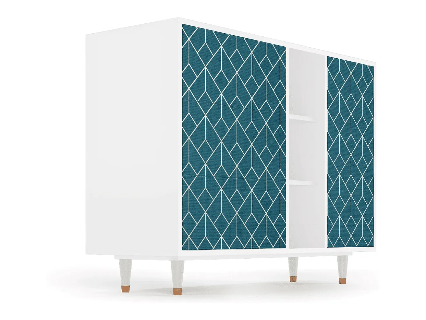 Aparador - 125x98x48 cm - BS2 - Turquoise Geometry, Blanco