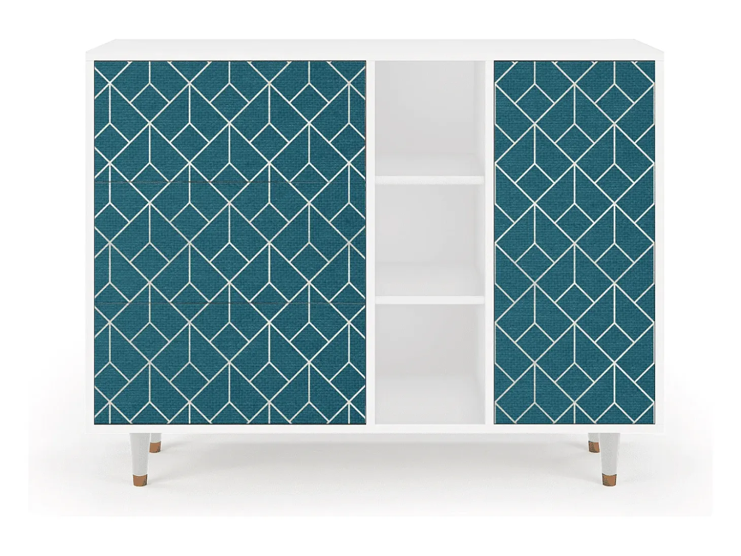 Aparador - 125x98x48 cm - BS2 - Turquoise Geometry, Blanco