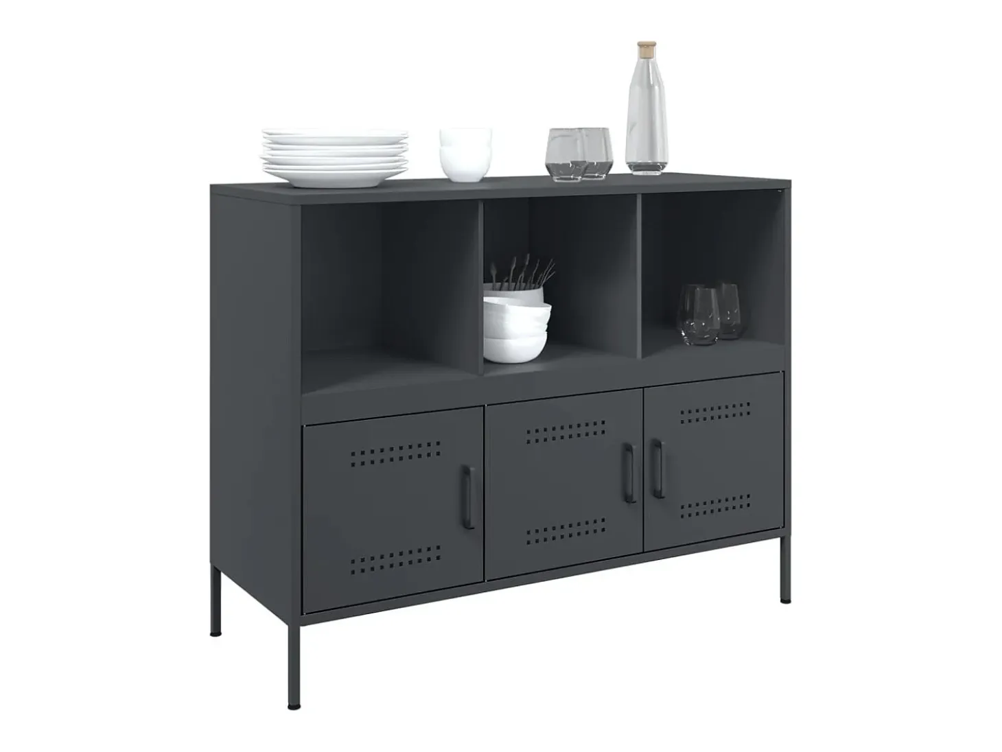 Aparador acero gris antracita 100,5x39x79 cm