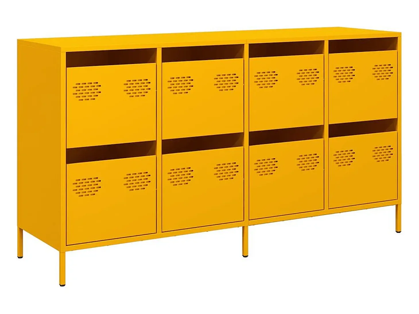 Aparador acero laminado en frío amarillo mostaza 135x39x73,5 cm