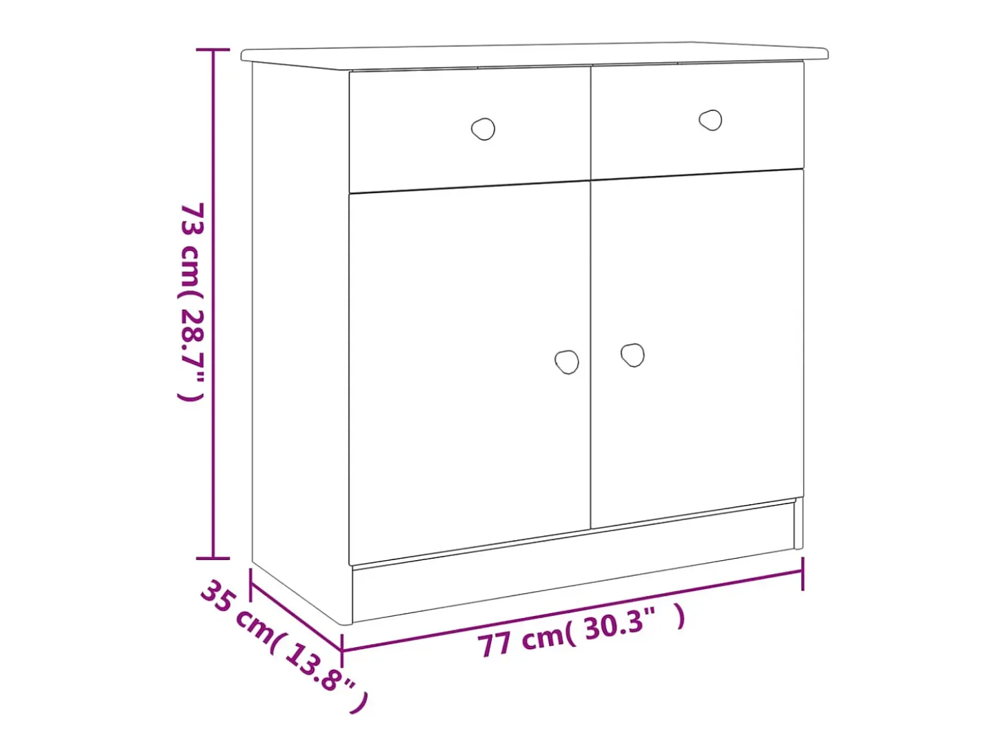 Aparador ALTA 77x35x73 cm madera maciza de pino