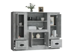 Aparador alto 3 piezas madera contrachapada gris hormigón ES387765