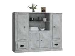 Aparador alto 3 piezas madera contrachapada gris hormigón ES387765