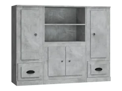Aparador alto 3 piezas madera contrachapada gris hormigón ES387765