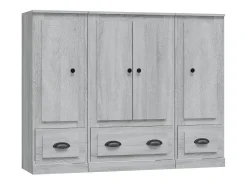 Aparador alto 3 piezas madera contrachapada gris Sonoma ES212984