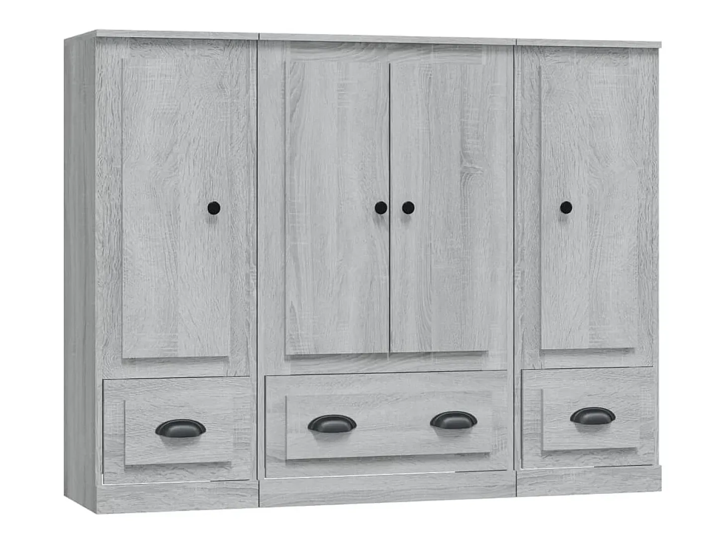 Aparador alto 3 piezas madera contrachapada gris Sonoma ES212984