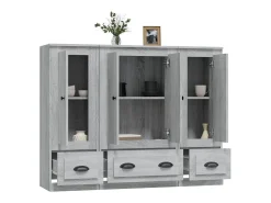 Aparador alto 3 piezas madera contrachapada gris Sonoma ES212984
