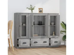 Aparador alto 3 piezas madera contrachapada gris Sonoma ES212984