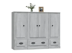 Aparador alto 3 piezas madera contrachapada gris Sonoma ES212984
