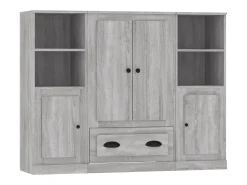 Aparador alto 3 piezas madera contrachapada gris Sonoma ES124924
