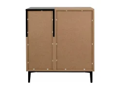 Aparador alto 2 puertas 2 baldas 80 cm - Acabado madera y negro