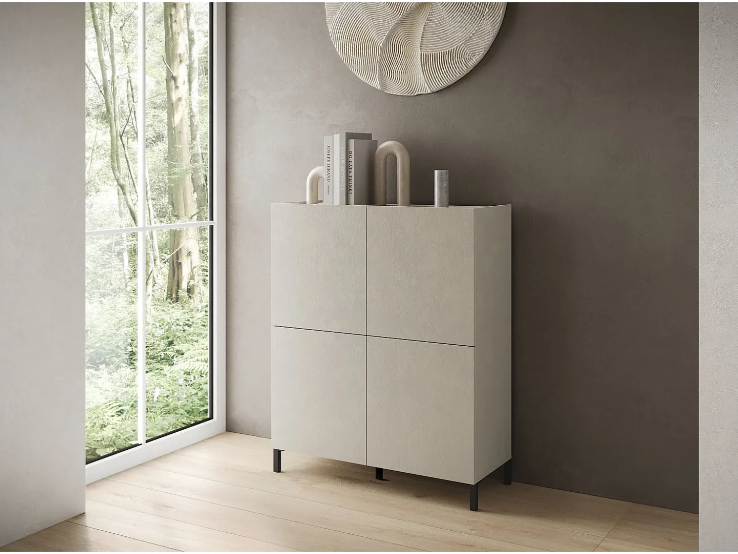 Aparador alto 4 puertas 90x35x110 cm Solaria cachemira