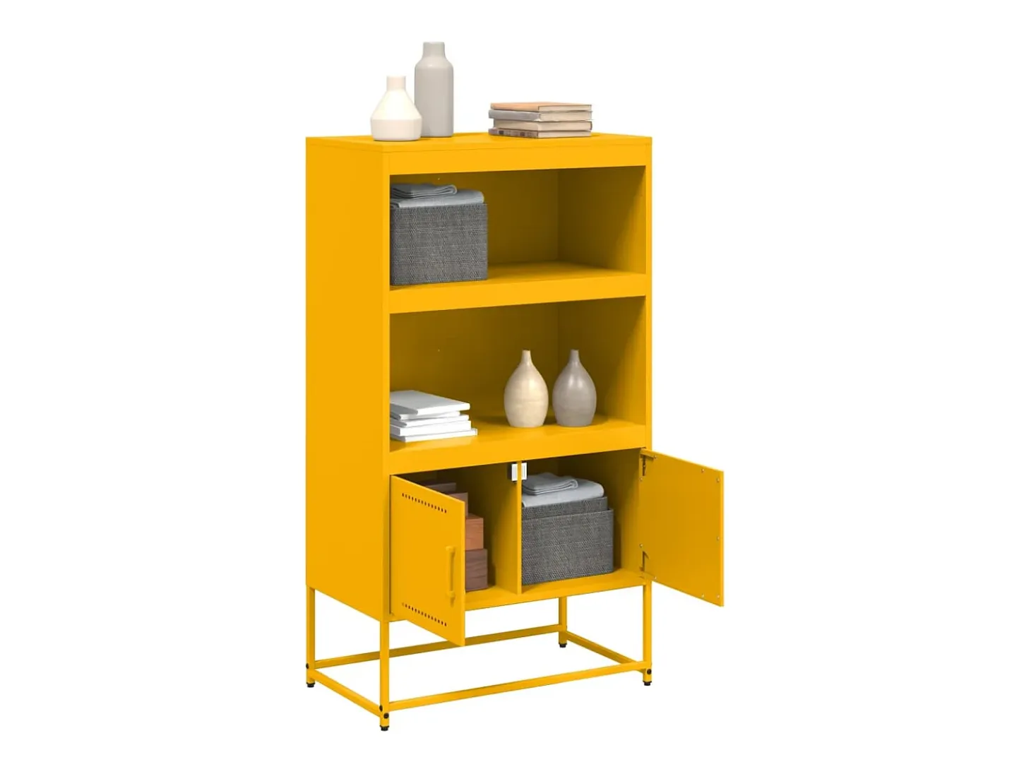 Aparador alto amarillo mostaza 68,5x38,5x123,5 cm acero