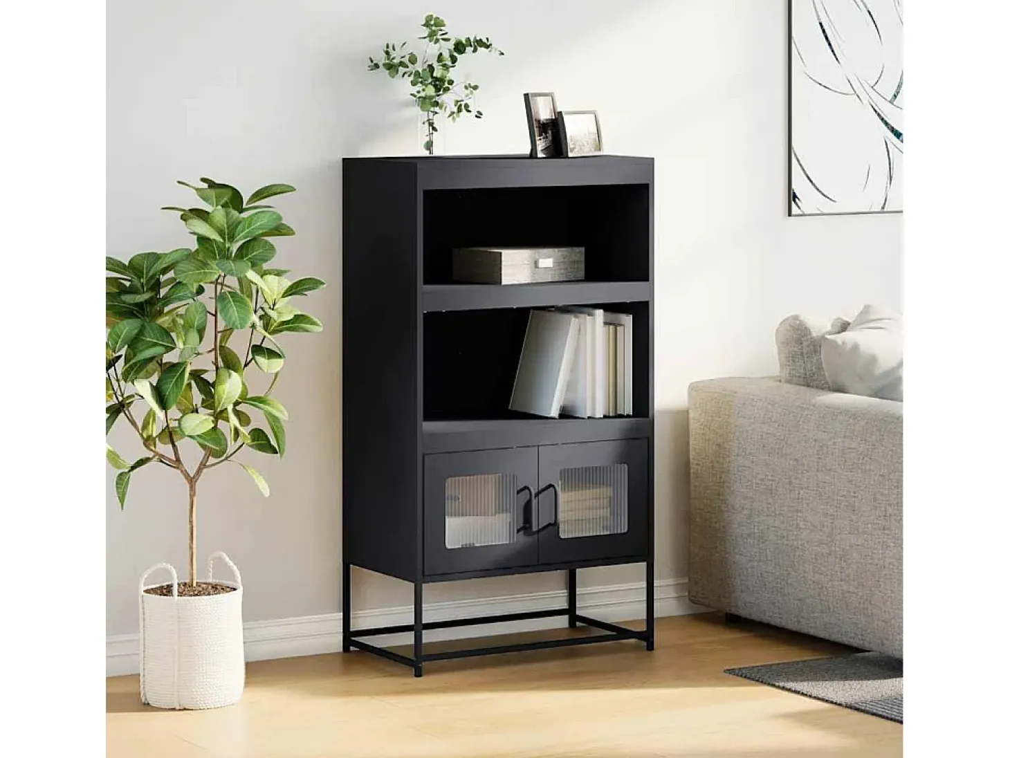 Aparador alto antracita 68x39x123 cm acero