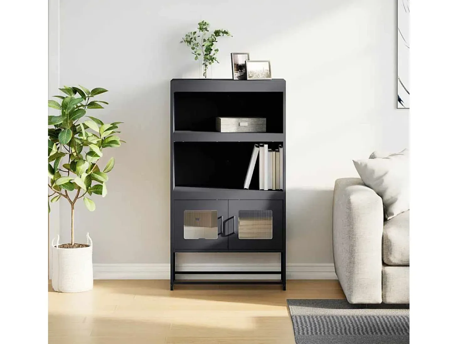 Aparador alto antracita 68x39x123 cm acero
