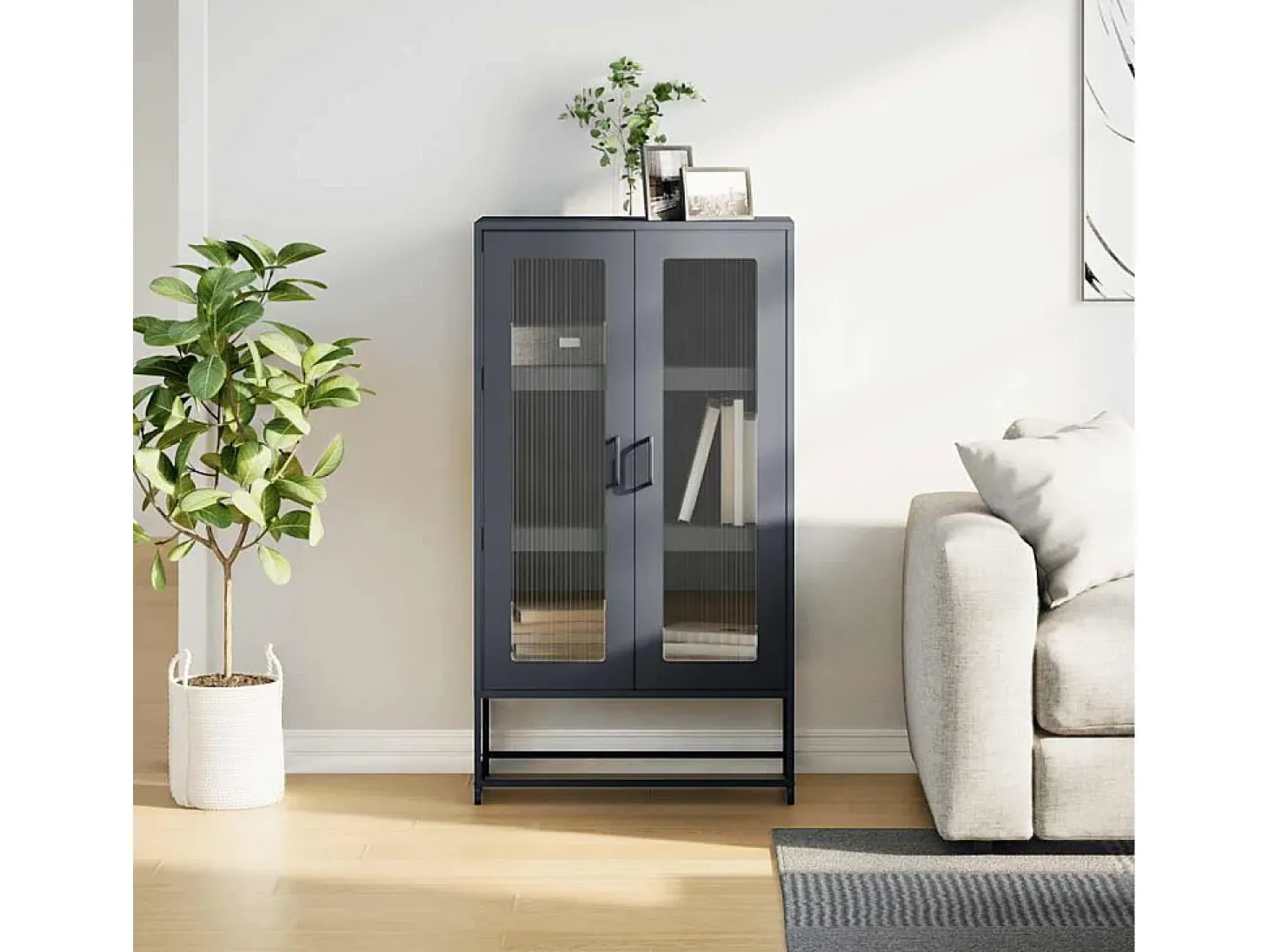 Aparador alto antracita 68x39x123 cm acero